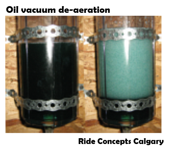 shock absorber oil vacuum degassing using vacuum fill process